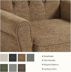 Lumibee High Back Accent Chair Set of 2,Upholstered Wingback Armchair with Solid Wood Legs for Small Spaces,Comfy Single Sofa Chair for Living Room,Bedroom,Office-Brown
