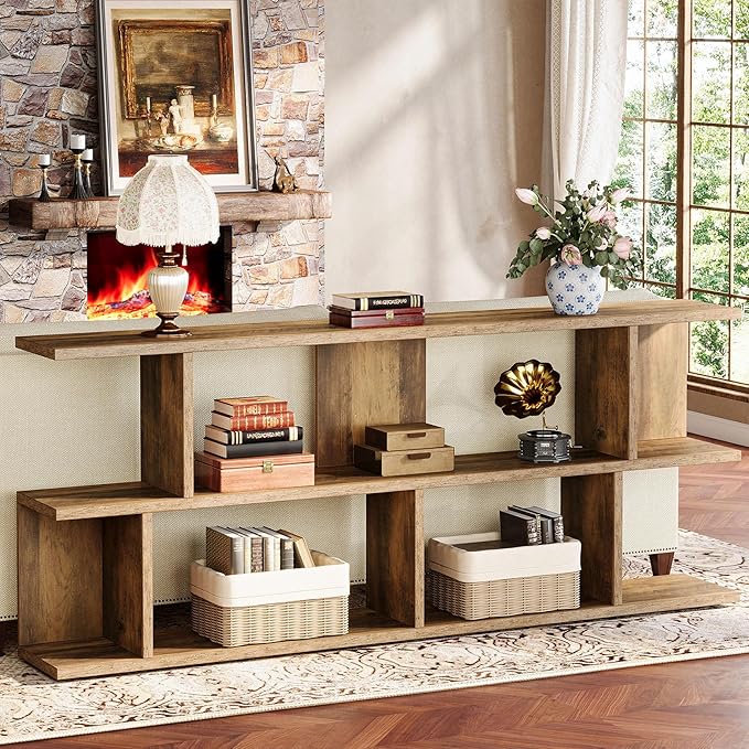 Tribesigns 71 Inches Extra Long Sofa Table Behind Couch, 3-Tier Farmhouse Console Table, Long Foyer Table with Storage for Hallway, Entryway & Living Room