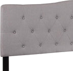 EMMA + OLIVER Arched Button Tufted King Size Headboard in Light Gray Fabric