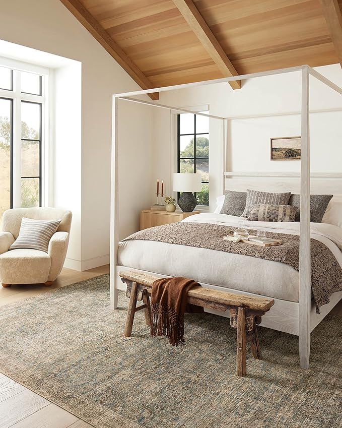 Loloi Amber Lewis Morgan Collection MOG-04 Sea/Sage 2' x 3'-6" 38" Thick Accent Rug feat. CloudPile, Neutral, Room Décor, Vintage Inspired, Livingroom, Bedroom, Dining Area