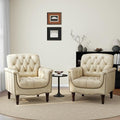 UIXE Faux Leather Accent Chairs Set of 2, Comfy Club Chair Upholstered Armchair for Living Room, Button Tufted Arm Chair Retro Single Sofa Side Reding Seat for Bedroom - Beige