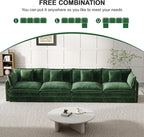 Modular Sectional Sofa, 146.5 Inch I-Shaped Cloud Sofa with Deep Seat Chenille Sofa with Cushions, Four Seater Sectional Sofa for Living Room Apartment,Evergreen