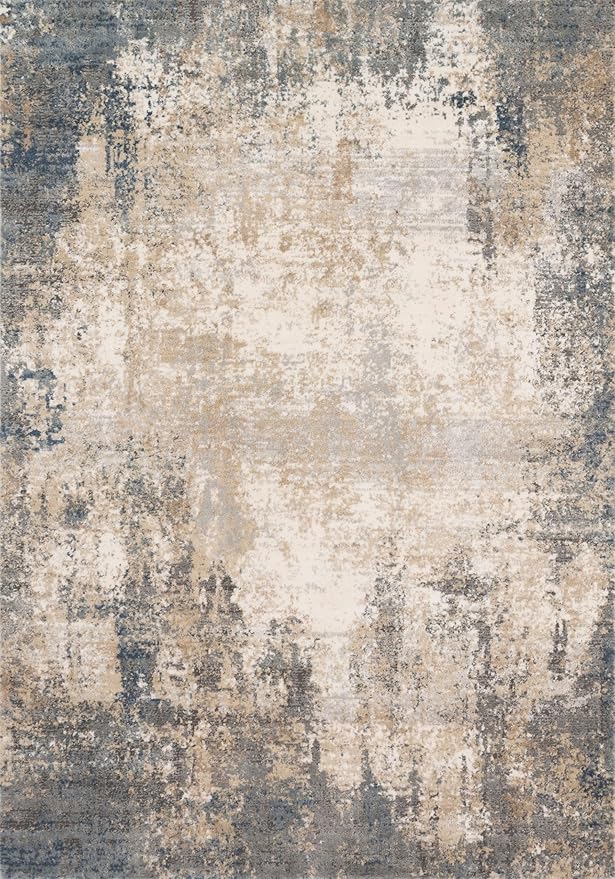 Loloi Teagan Collection TEA-08 Ivory/Mist 7'-11" x 10'-6" Area Rug, Large, Soft Neutral Rug, High-Traffic for Living Room, Bedroom, Home Office, Dining Area