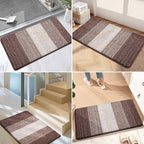 Kitinjoy Indoor Outdoor Door Mat, 48x30 Non-Slip Absorbent Dirt Trapper, Low-Profile Washable Inside Entrance Front Floor Mat, Sturdy Soft Entry Doormats for Entryway, Brown