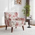 Accent Chair, Modern Fabric Armchair for Living Room, Comfy Upholstered Arm Chair Tufted for Indoor Bedroom Office Room (Pattern White)