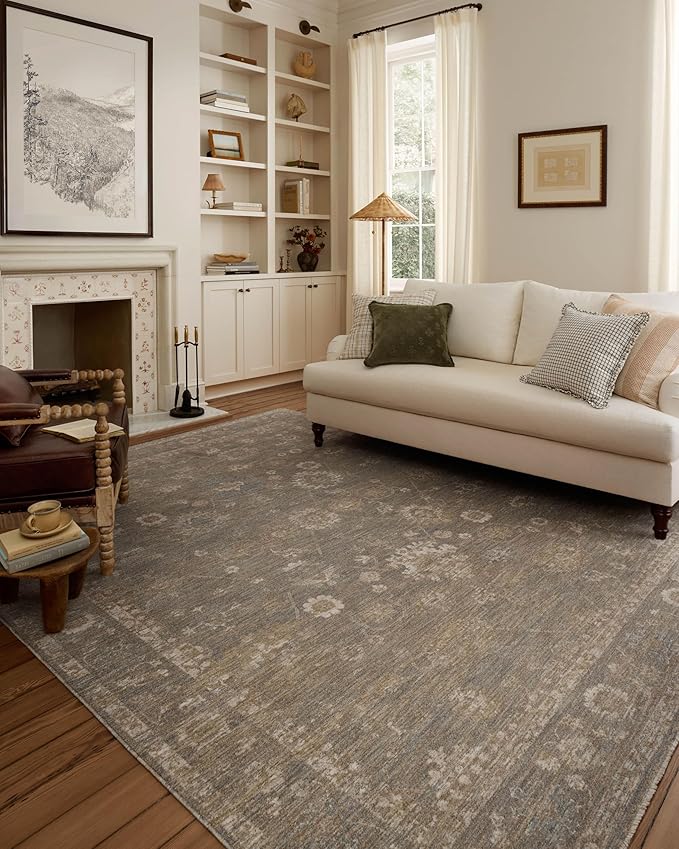 Loloi Chris Loves Julia Louisa Collection LOI-04 Lagoon/Ivory 9'-6" x 13'-1", .38" Pile Height, Area Rug