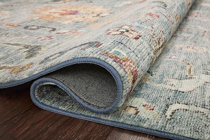 Loloi Margot Collection MAT-06 Denim/Multi 7'-6" x 9'-6" Area Rug feat. CloudPile, No-Shed Easy Clean Large Patterned Area Rug for Living Room, Bedroom, Dining Area