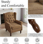 Mid-Century Modern 2-Piece Wingback Chair Set - Plush Upholstered Accent Chairs with Solid Wood Legs, High Back Lounge Seating for Living Room, Bedroom & Office - Retro Matched Pair (Creamy Brown)