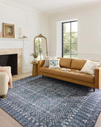 Loloi Rifle Paper Co. Maison Collection MAO-03 Rosette Blue 3'-0" x 3'-0" Round, .19" Pile Height, Accent Rug