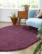 Unique Loom Solid Shag Collection Area Rug (3' 3" x 5' 3" Oval, Eggplant Purple)