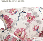 Accent Chair, Upholstered High Back Floral Armchair with Nailhead Trim & Wood Legs, Comfy Wingback Reading Single Sofa Chair for Small Spaces, Living Room, Bedroom (White Floral, Set of 2)