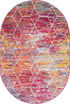 Unique Loom Trellis Frieze Collection Area Rug - Geometric (4' x 6' Oval, Multi/ Ivory)
