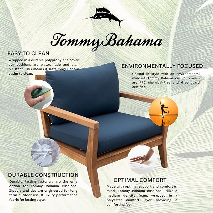Tommy Bahama Deep Seating Lounge Cushion, 26" X 30" X 4", Bamboo Bay Cobalt