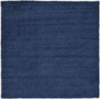 Unique Loom Solid Shag Collection Area Rug (8' 2" Square, Sapphire Blue/ Navy Blue)