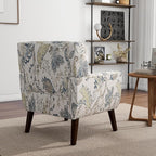 Accent Chair, Modern Linen Blend Arm Chair for Living Room, Bedroom, Comfy High-Resilient Sponge Reading Chair for Small Spaces (Pattern Leaf, Set of 1)