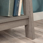 Sauder Ladder Bookshelf 5 Tier Trestle Ladder Shelf Wooden Bookcase, in Mystic Oak