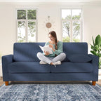 Kidirect 70in Corduroy Couch, Sofa No Tool Assembly, Comfy Couches for Living Room 21in Deeper Seats, Corduroy Sofas for Living Room with 2 Pillows, Oversized Loveseat Sofa, Boho Love Seat Blue Couch