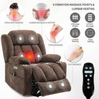 Power Lift Chair for Elderly, Electric Recliner Chair with 8-Point Vibration Massage and Lumbar Heating, Charging Ports, Cup Holders, Standing Assistance Reclining - Brown