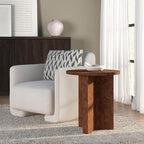 Henn&Hart 20" Scandinavian Round Wooden End Table, Side Table, Nightstand with X-Base for Living Room, Office, Family Room, or Bedroom, Walnut Burl