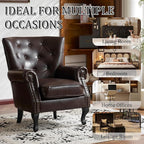 Modern Accent Chair Set of 2, Mid-Century PU Leather Armchair with Solid Wood Legs, Single Sofa Chair for Living Room, Bedroom, Leisure Room, or Reading Room(Caramel)