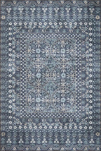 Loloi Rifle Paper Co. Maison Collection MAO-03 Rosette Blue 3'-0" x 3'-0" Round, .19" Pile Height, Accent Rug