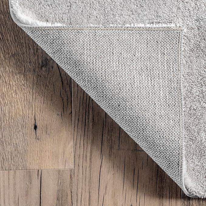 nuLOOM 2' x 10' Cozy Plush SuperiorWash Area Rug, Machine Washable, Non-Slip, Soft Fluffy Shag Carpet for Living Room Bedroom Kids Room Nursery Home Decor, Loni Light Grey