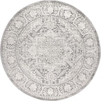 JONATHAN Y Modern Vintage Medallion Light Gray 9' Round Indoor Area Rug, Country, Floral, Easy-Cleaning for Living Room, Bedroom, Kitchen, Pet Friendly, Non-Shedding (MDP100A-9R)