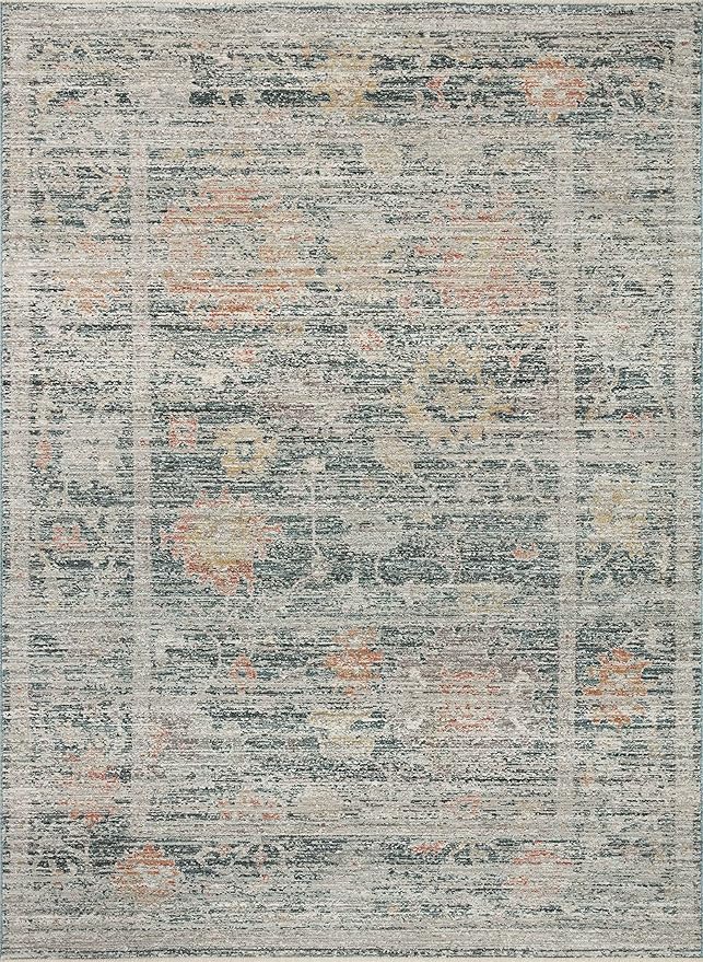 Loloi Magnolia Home by Joanna Gaines Millie Collection MIE-01 Blue/Multi 2'-7" x 8'-0", .25" Pile Height, Runner Rug