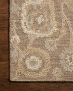 Loloi Chris Loves Julia Dorothea Collection DRT-01 Bark/Stone 2'-3" x 3'-9" Accent Rug Wool Neutral Floral Living Room Bedroom Carpet