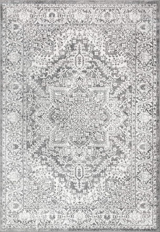 JONATHAN Y Modern Vintage Medallion Light Gray Indoor Area Rug, 12x18, Country, Floral, Easy-Cleaning for Living Room, Bedroom, Kitchen, Pet Friendly, Non-Shedding (MDP100A-18)