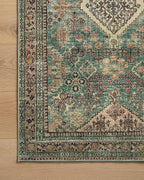 Loloi Magnolia Home by Joanna Gaines Sinclair Collection SIN-03 Turquoise/Multi 2'-3" x 7'-6", .25" Pile Height, Machine Washable, Runner Rug