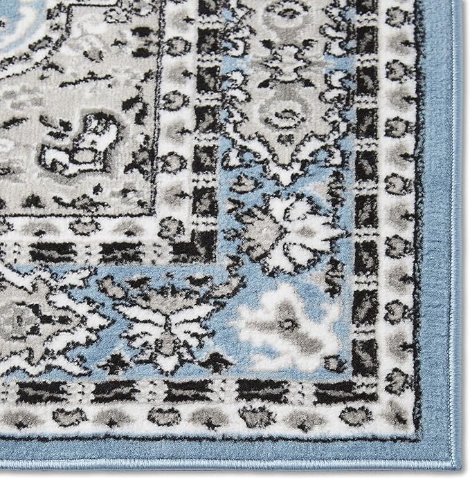 Home Dynamix Premium Sakarya Traditional Medallion Border Area Rug, Blue, 1'9"x7'2" Runner