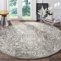 SAFAVIEH Evoke Collection Area Rug - 5'3" Round, Grey & Ivory, Distressed Design, Non-Shedding & Easy to Clean, Ideal for Living Room, Bedroom, Dining Space (EVK256D)