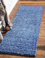 Unique Loom Solid Shag Collection Area Rug (2' 7" x 19' 8" Runner, Periwinkle Blue)