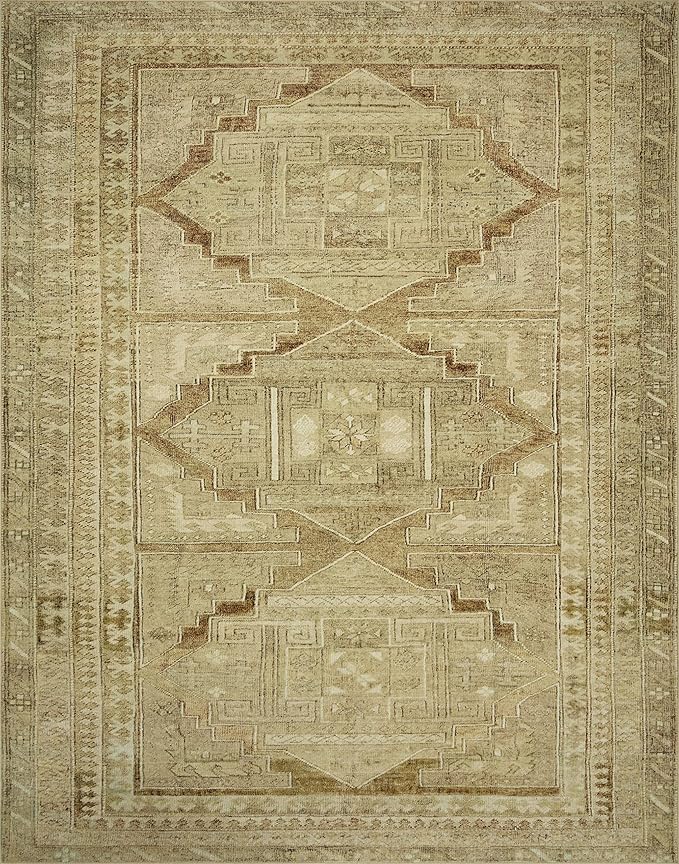 Loloi Magnolia Home by Joanna Gaines Sinclair Collection SIN-02 Khaki/Tobacco 2'-3" x 3'-9", .25" Pile Height, Machine Washable, Accent Rug