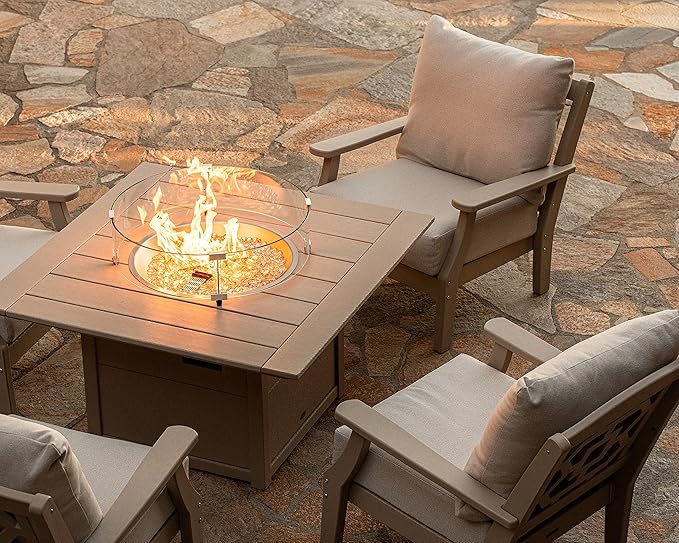 Martha Stewart by POLYWOOD® Chinoiserie Deep Seating Chair in Slate Grey/Midnight Linen