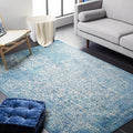SAFAVIEH Evoke Collection Area Rug - 5'3" Square, Blue & Ivory, Distressed Design, Non-Shedding & Easy to Clean, Ideal for Living Room, Bedroom, Dining Space (EVK256C)