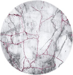 SAFAVIEH Craft Collection Area Rug - 6'7" Round, Grey & Wine, Modern Abstract Design, Non-Shedding & Easy Care, Ideal for High Traffic Areas in Living Room, Bedroom (CFT877S)