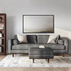 SIMPLIHOME Morrison Mid-Century Modern 89 inch Wide Sofa with Ottoman Set in Charcoal Grey Tightly Woven Performance Fabric for the Living Room and Family Room
