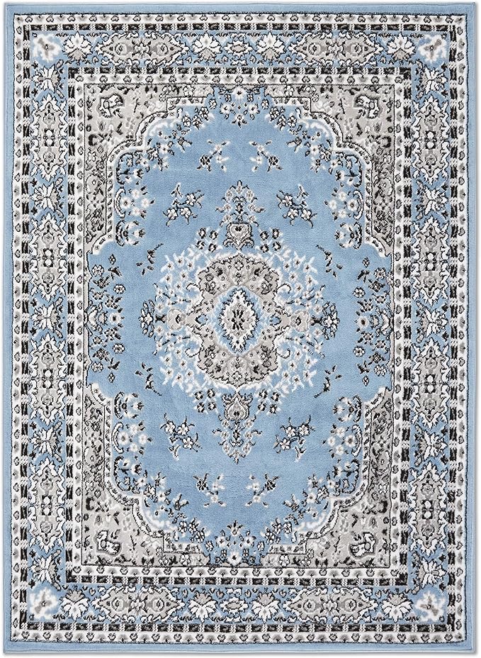 Home Dynamix Premium Sakarya Traditional Medallion Border Area Rug, Blue, 9'2"x12'5" Rectangle