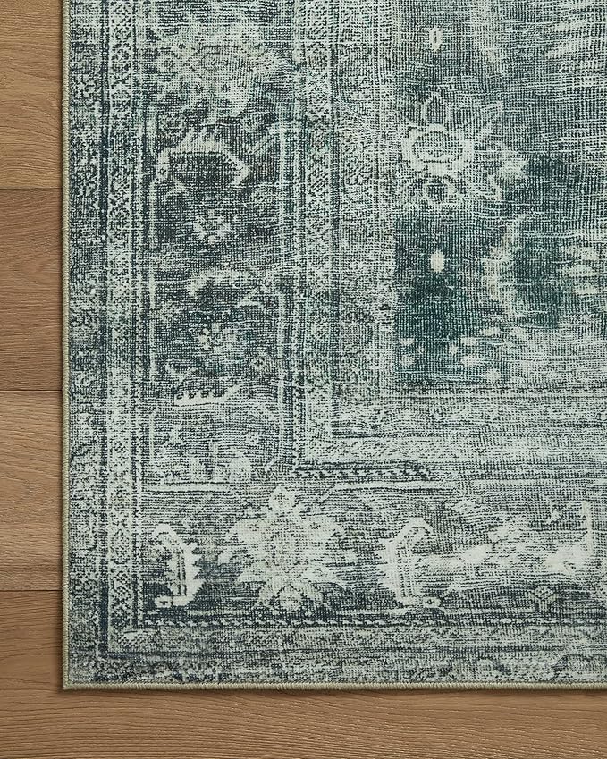 Loloi Magnolia Home by Joanna Gaines Banks Collection BAN-03 Blue/Lagoon 2'-0" x 5'-0" .13" Pile Height, Machine Washable, Accent Rug
