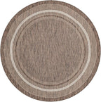 Unique Loom Outdoor Border Collection Area Rug - Soft Border (6' 1" Round Brown/Ivory)