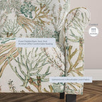 BELLEZE Modern Accent Chair for Living Room, High Back Linen Armchair with Wooden Legs, Upholstered Wingback Side Chair Padded Armrest Single Sofa for Living Room, Bedroom - Allston (Green Coral)