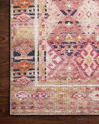 Loloi Layla Collection LAY-15 Magenta/Multi 2'-6" x 12'-0" .13" Thick Runner Rug, Soft, Durable, Vintage Inspired, Distressed, Low Pile, Non-Shedding, Easy Clean, Printed, Living Room Rug