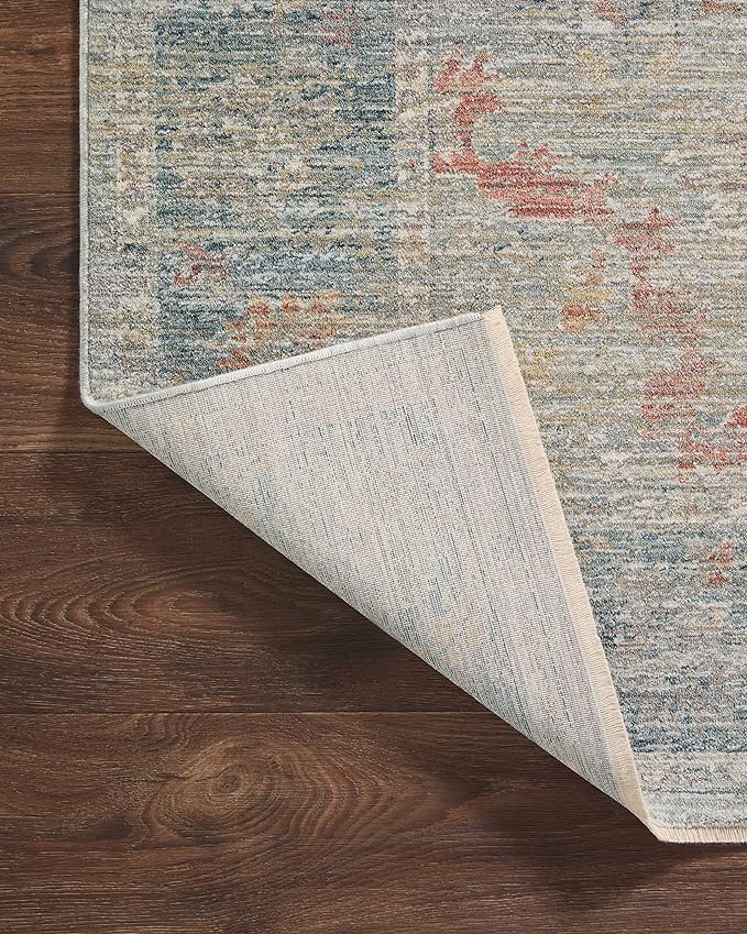 Loloi Magnolia Home by Joanna Gaines Millie Collection MIE-04 Slate/Multi 5'-3" x 7'-6", .25" Pile Height, Area Rug