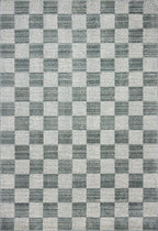 Loloi Chris Loves Julia Calvin Collection CLV-01 Blue/Ivory 3'-6" x 5'-6" Accent Rug Checkered Neutral Soft Living Room Bedroom Carpet