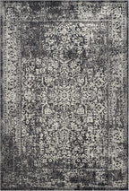 SAFAVIEH Evoke Collection 4' x 6' Black / Grey EVK256R Oriental Distressed Non-Shedding Living Room Bedroom Accent Rug