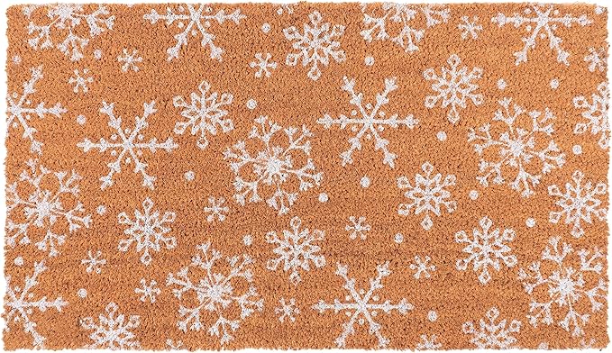 KAF Home New Coir Doormat with Heavy-Duty, Weather Resistant, Non-Slip PVC Backing | 17 by 30 Inches, 0.6 Inch Pile Height | Perfect for Indoor and Outdoor Use (Snowflake)