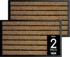 ubdyo 2 Pack Extra Durable Door Mat Outdoor Entrance - Muddy Dirt Trapping Outdoor Mats - Low Pile Front Door Mat Outside Entrance - Anti Slip Indoor Doormat - 30'' x 17'', Bright Brown