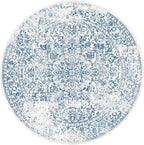 SAFAVIEH Evoke Collection Area Rug - 6'7" Round, Ivory & Navy, Distressed Design, Non-Shedding & Easy to Clean, Ideal for Living Room, Bedroom, Dining Space (EVK256N)